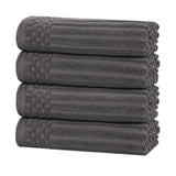 Soho Ribbed Cotton Hand Towel Set, 4-Piece Super Absorbent