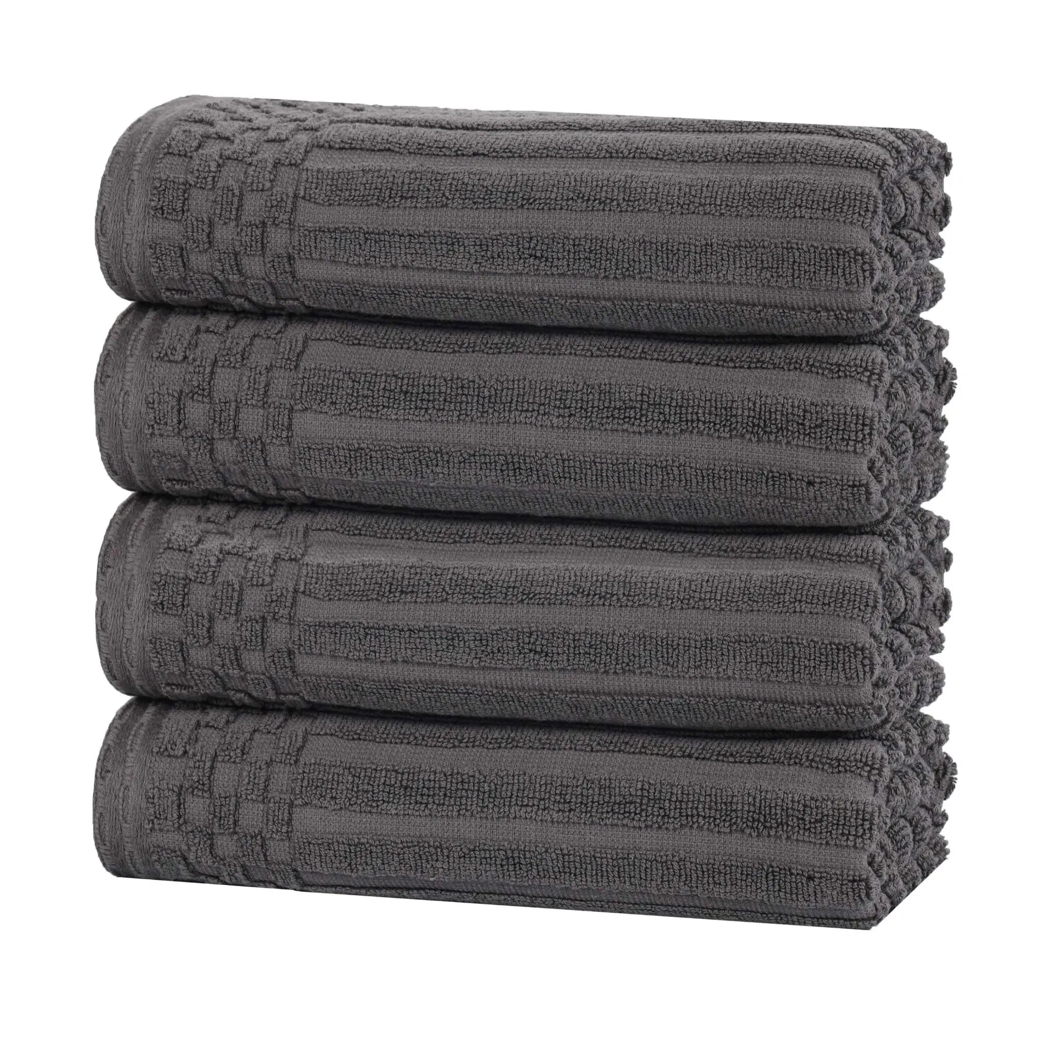 Soho Ribbed Cotton Super Absorbent 4 Piece Hand Towel Set