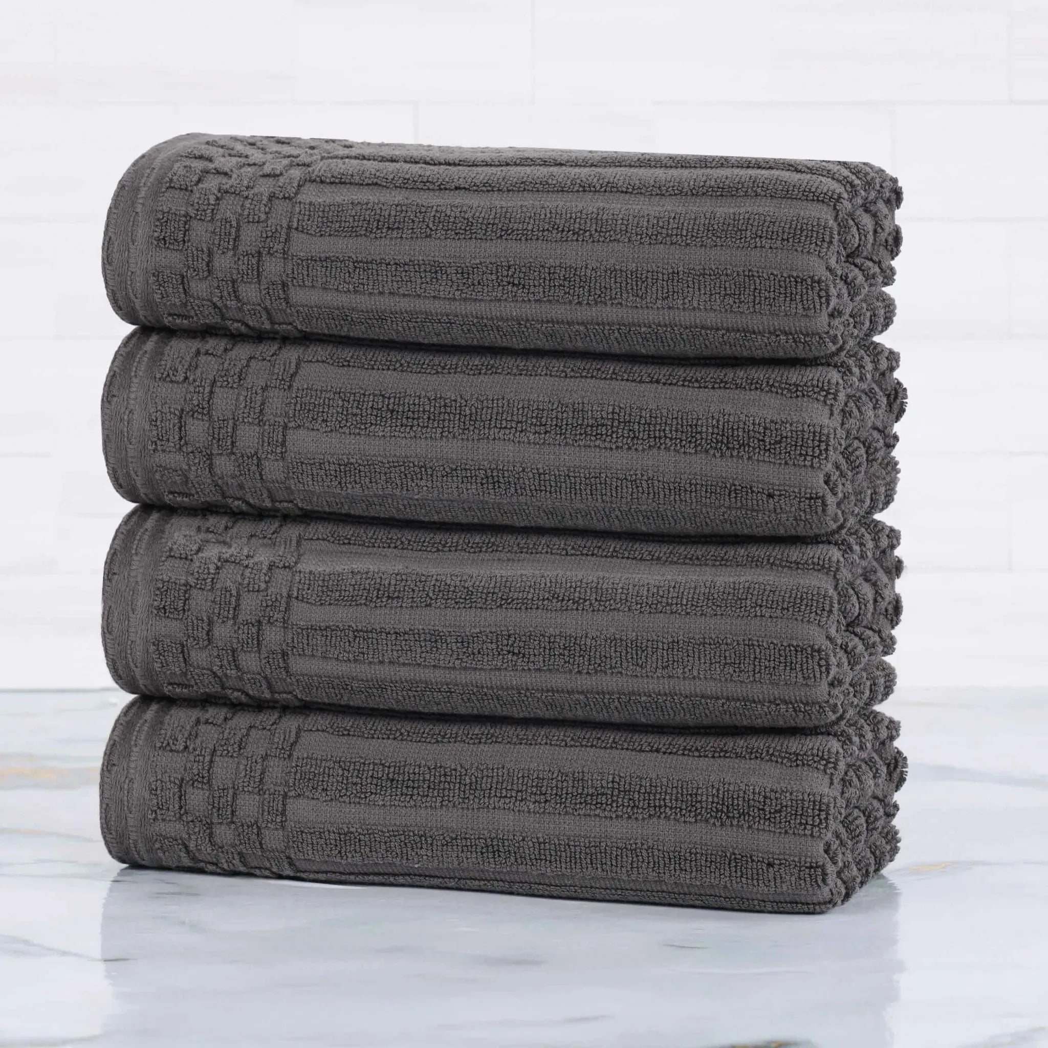 Soho Ribbed Cotton Super Absorbent 4 Piece Hand Towel Set