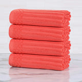 Soho Ribbed Cotton Hand Towel Set, 4-Piece Super Absorbent