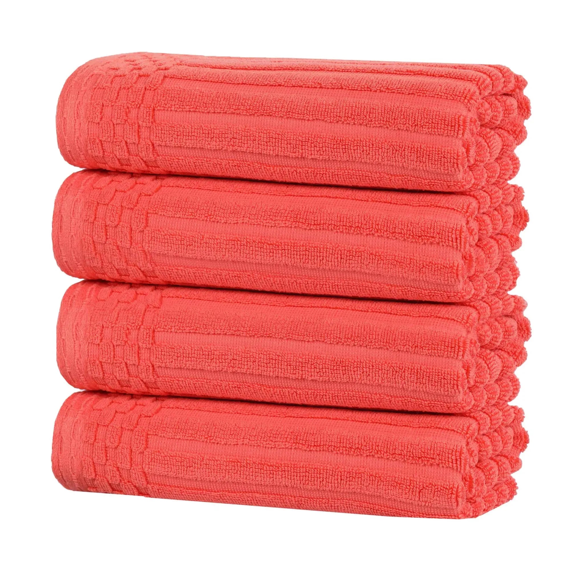 Soho Ribbed Cotton Super Absorbent 4 Piece Hand Towel Set