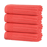 Soho Ribbed Cotton Hand Towel Set, 4-Piece Super Absorbent