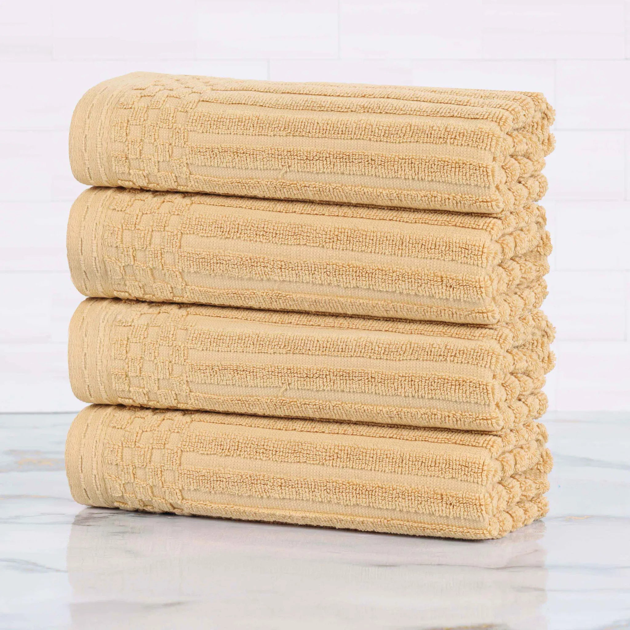 Soho Ribbed Cotton Super Absorbent 4 Piece Hand Towel Set