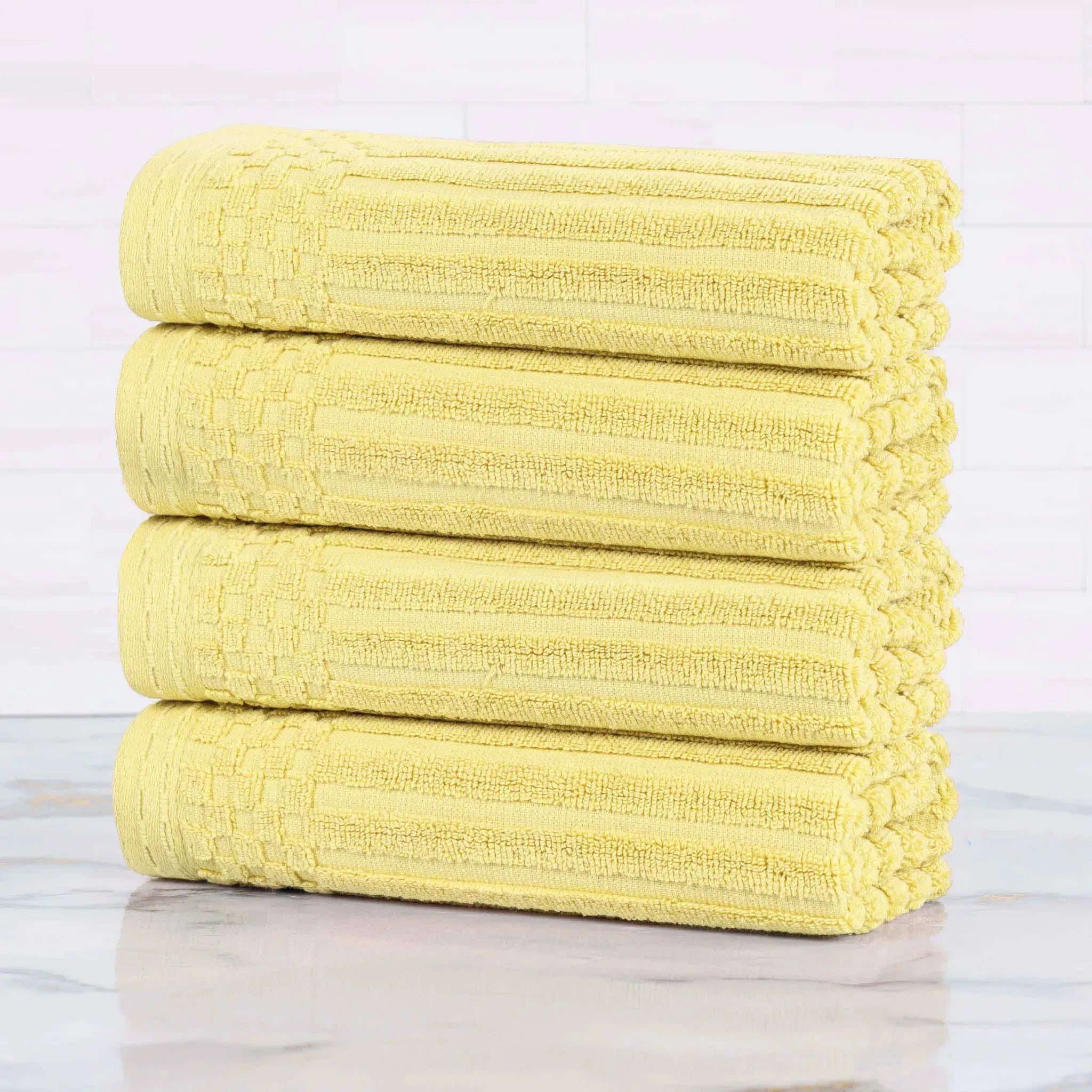 Soho Ribbed Cotton Super Absorbent 4 Piece Hand Towel Set