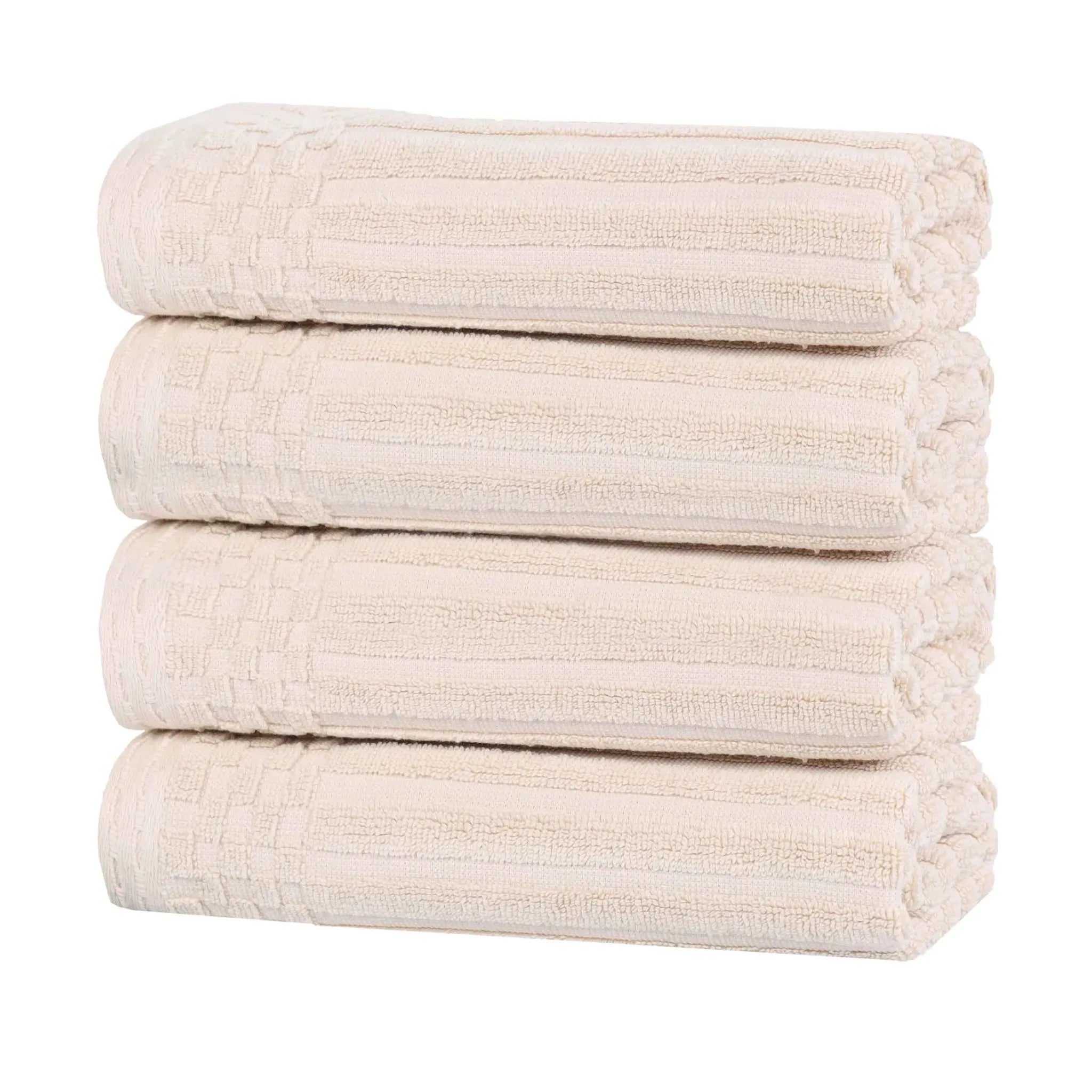 Soho Ribbed Cotton Super Absorbent 4 Piece Hand Towel Set