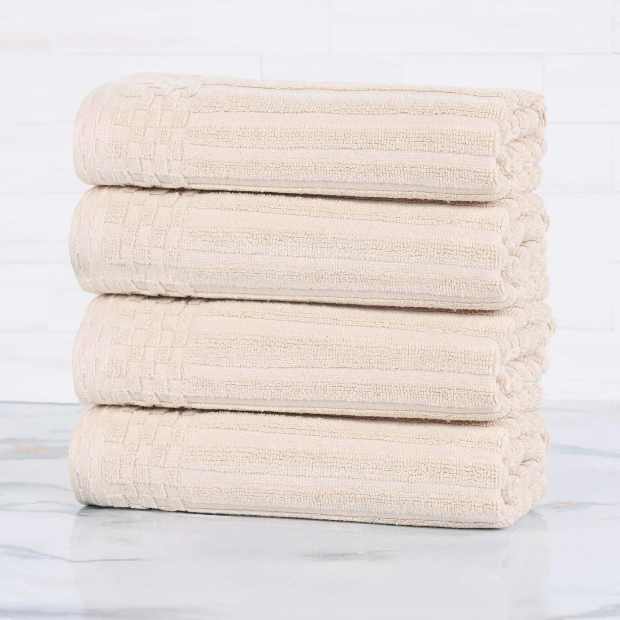 Soho Ribbed Cotton Super Absorbent 4 Piece Hand Towel Set