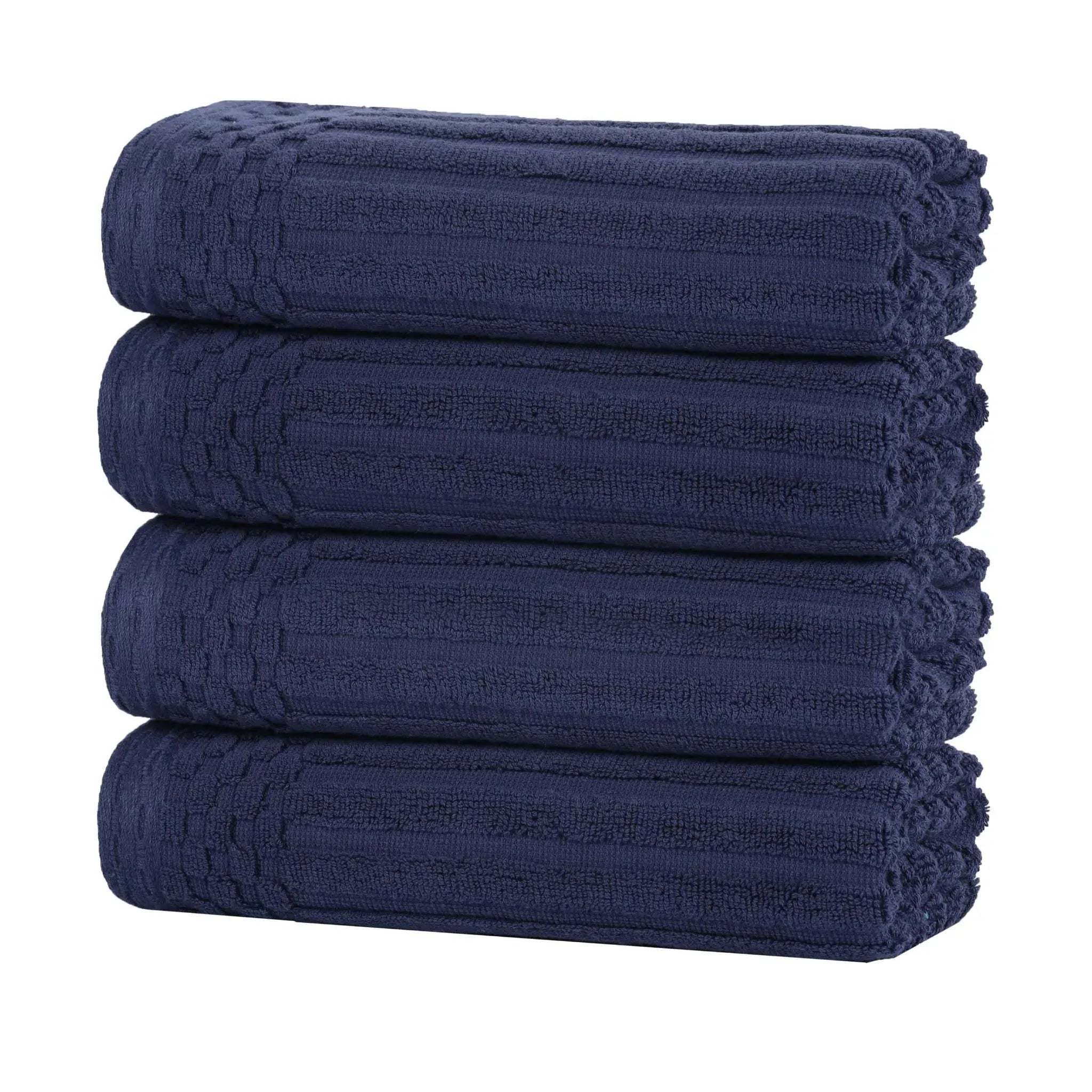 Soho Ribbed Cotton Super Absorbent 4 Piece Hand Towel Set
