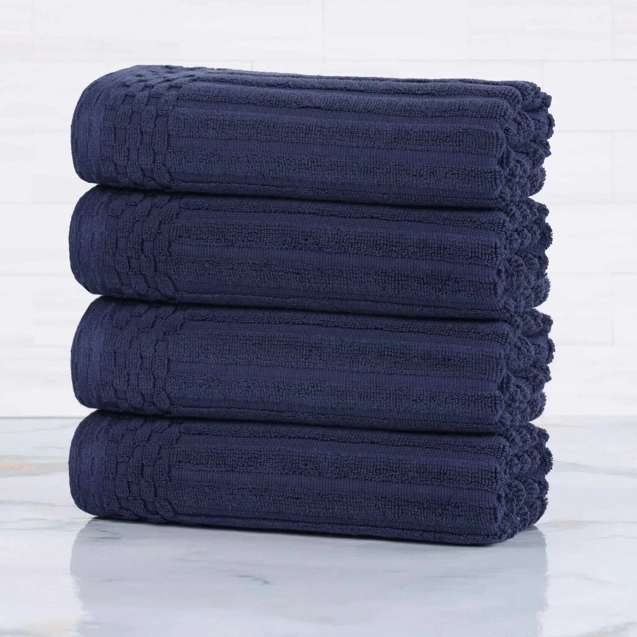 Soho Ribbed Cotton Super Absorbent 4 Piece Hand Towel Set
