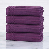 Soho Ribbed Cotton Hand Towel Set, 4-Piece Super Absorbent