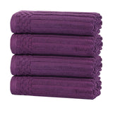 Soho Ribbed Cotton Hand Towel Set, 4-Piece Super Absorbent