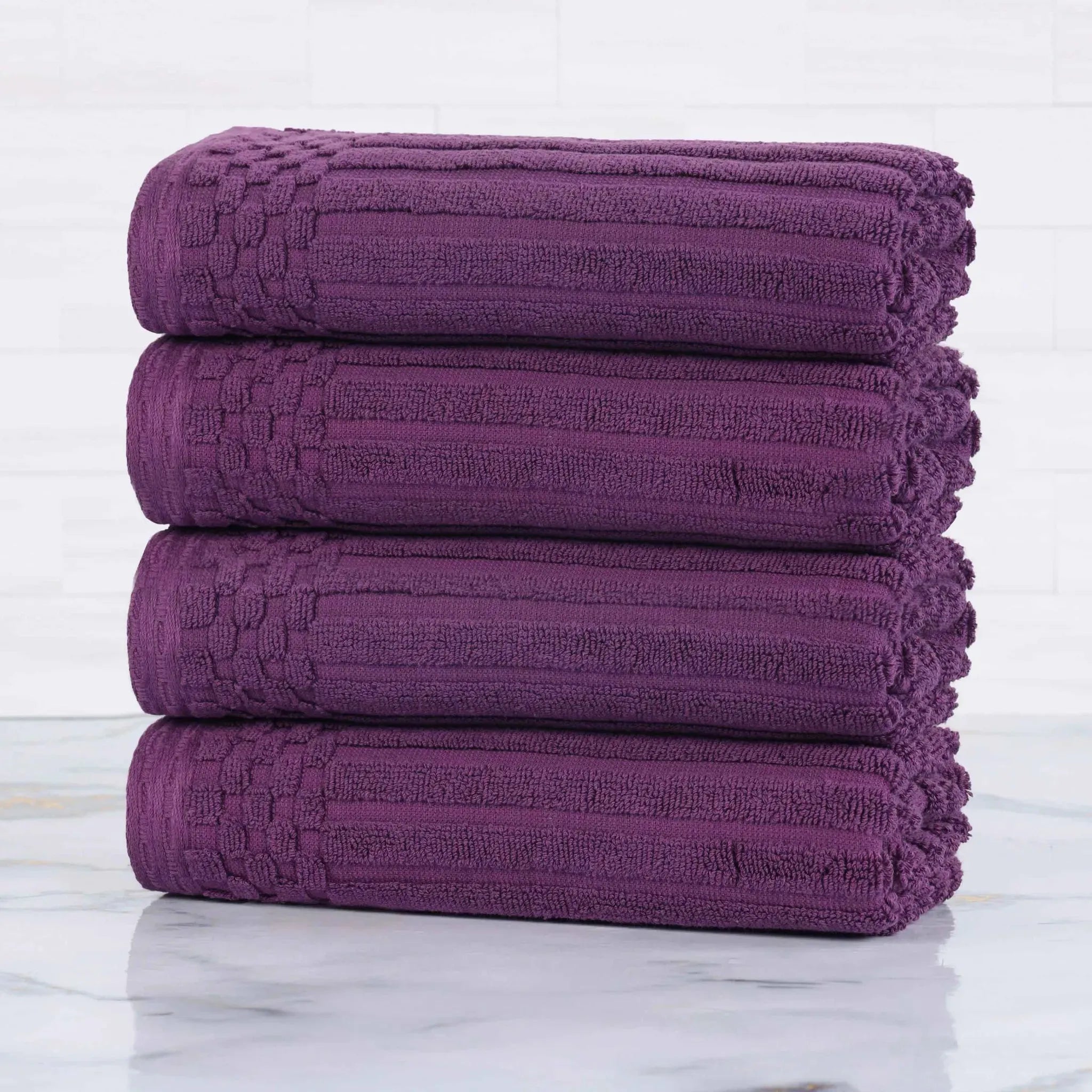 Soho Ribbed Cotton Super Absorbent 4 Piece Hand Towel Set