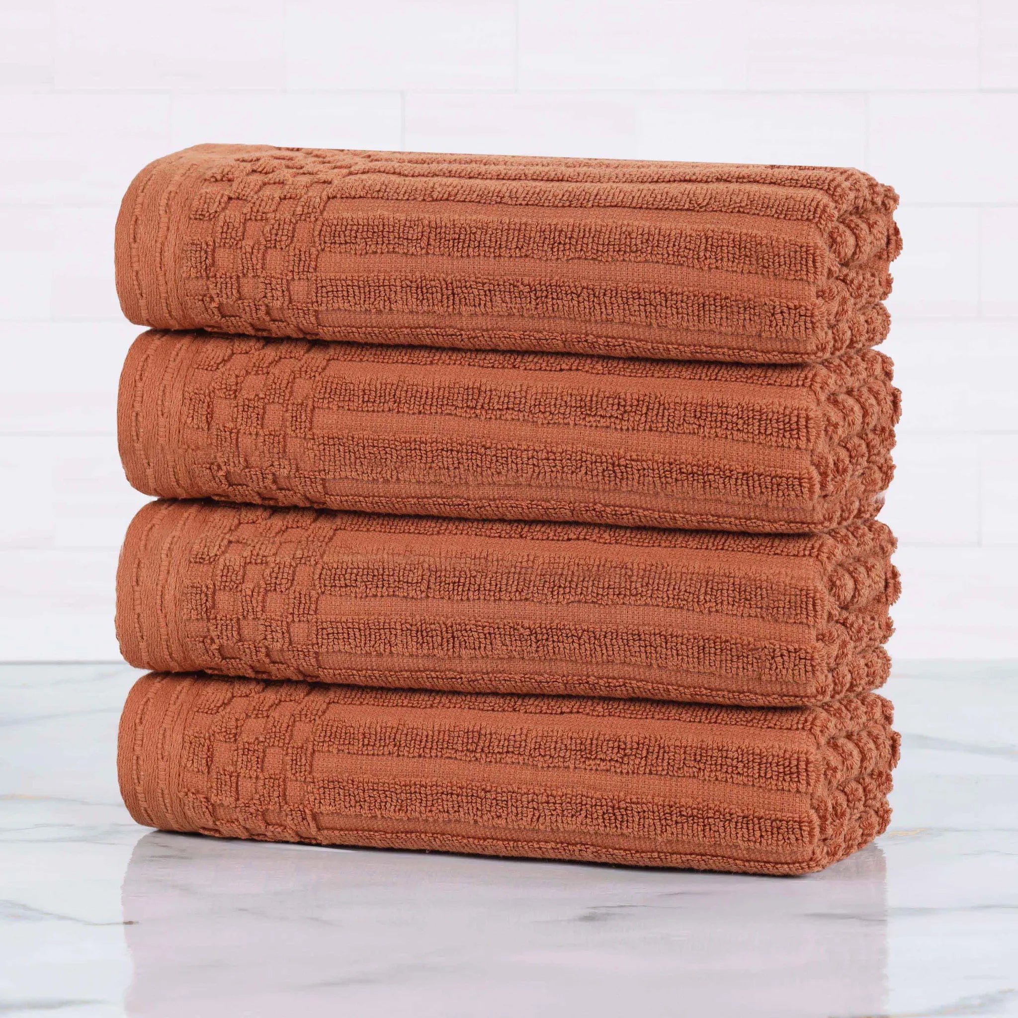Soho Ribbed Cotton Super Absorbent 4 Piece Hand Towel Set