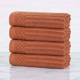 Soho Ribbed Cotton Hand Towel Set, 4-Piece Super Absorbent