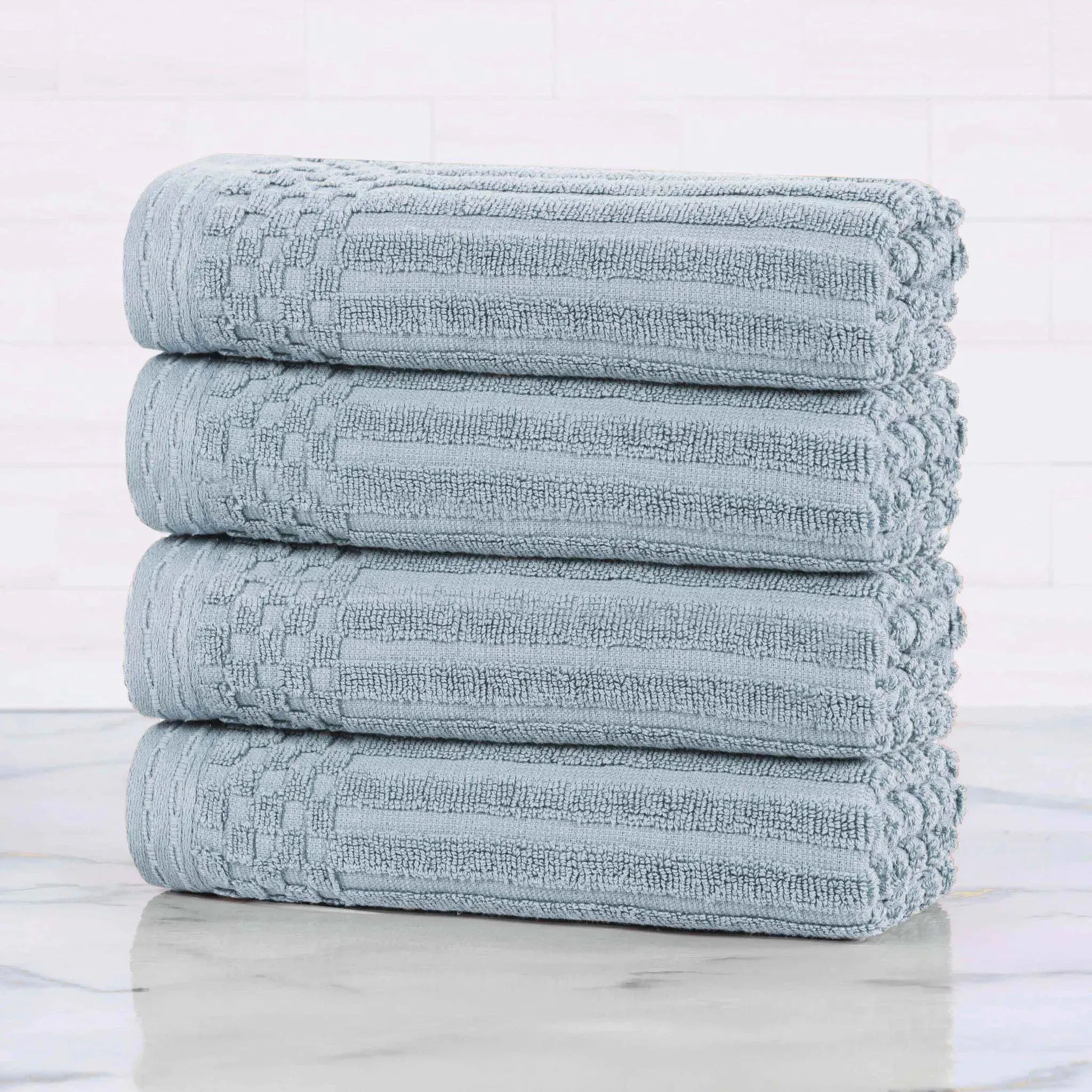 Soho Ribbed Cotton Super Absorbent 4 Piece Hand Towel Set