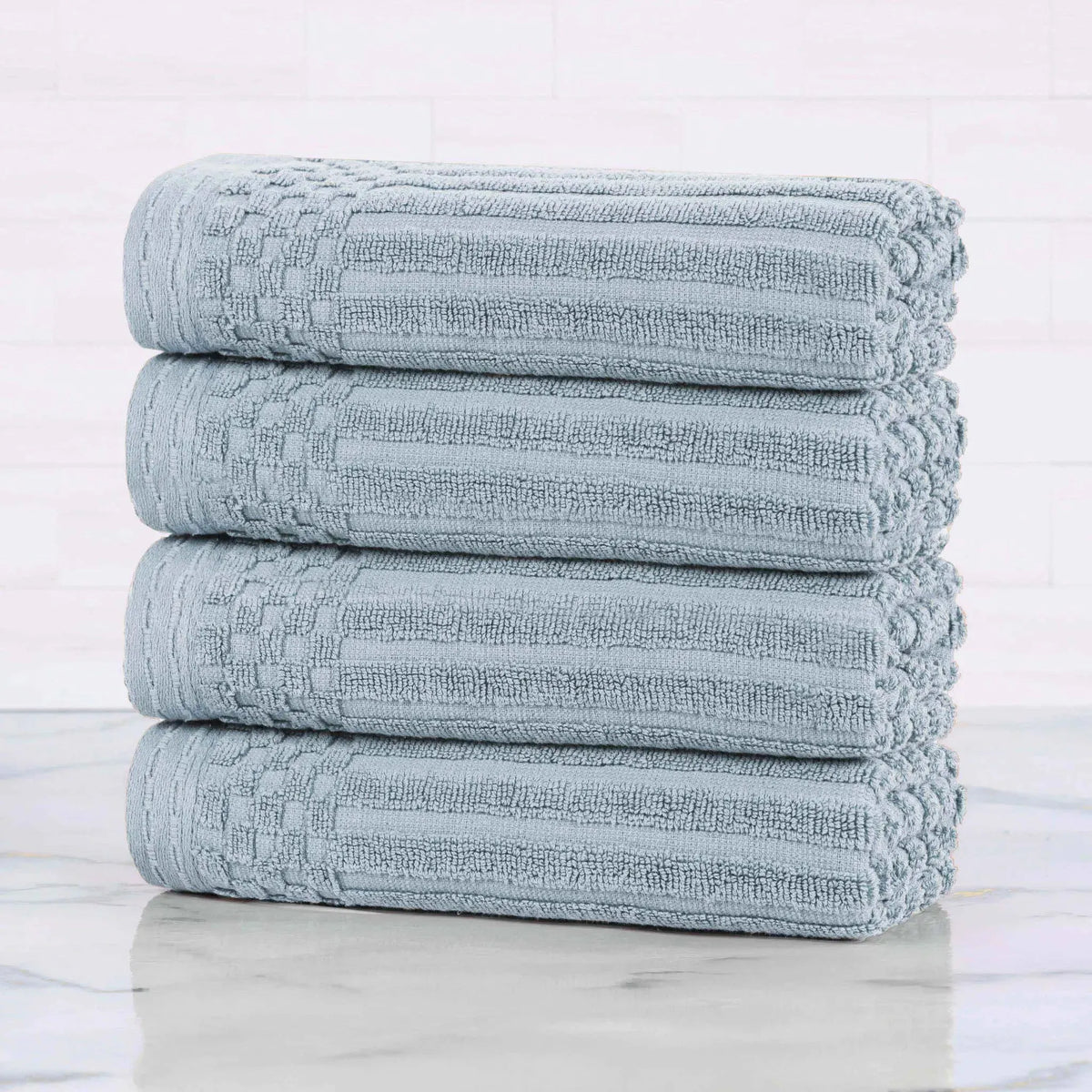 Soho Ribbed Cotton Hand Towel Set, 4-Piece Super Absorbent