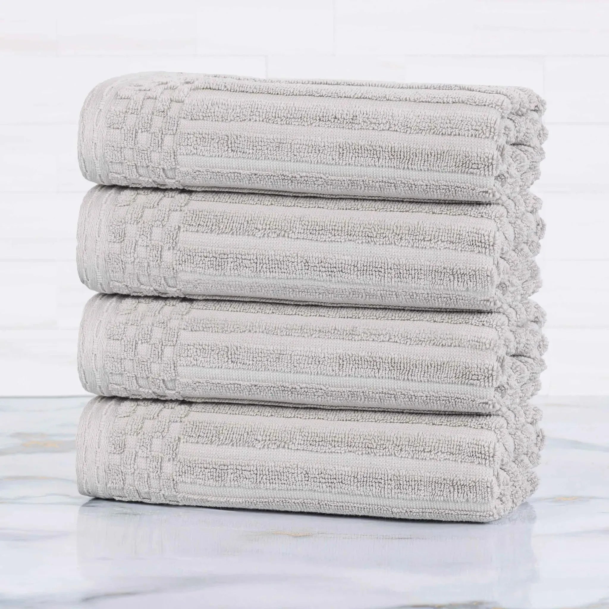 Soho Ribbed Cotton Super Absorbent 4 Piece Hand Towel Set