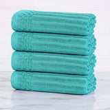 Soho Ribbed Cotton Hand Towel Set, 4-Piece Super Absorbent