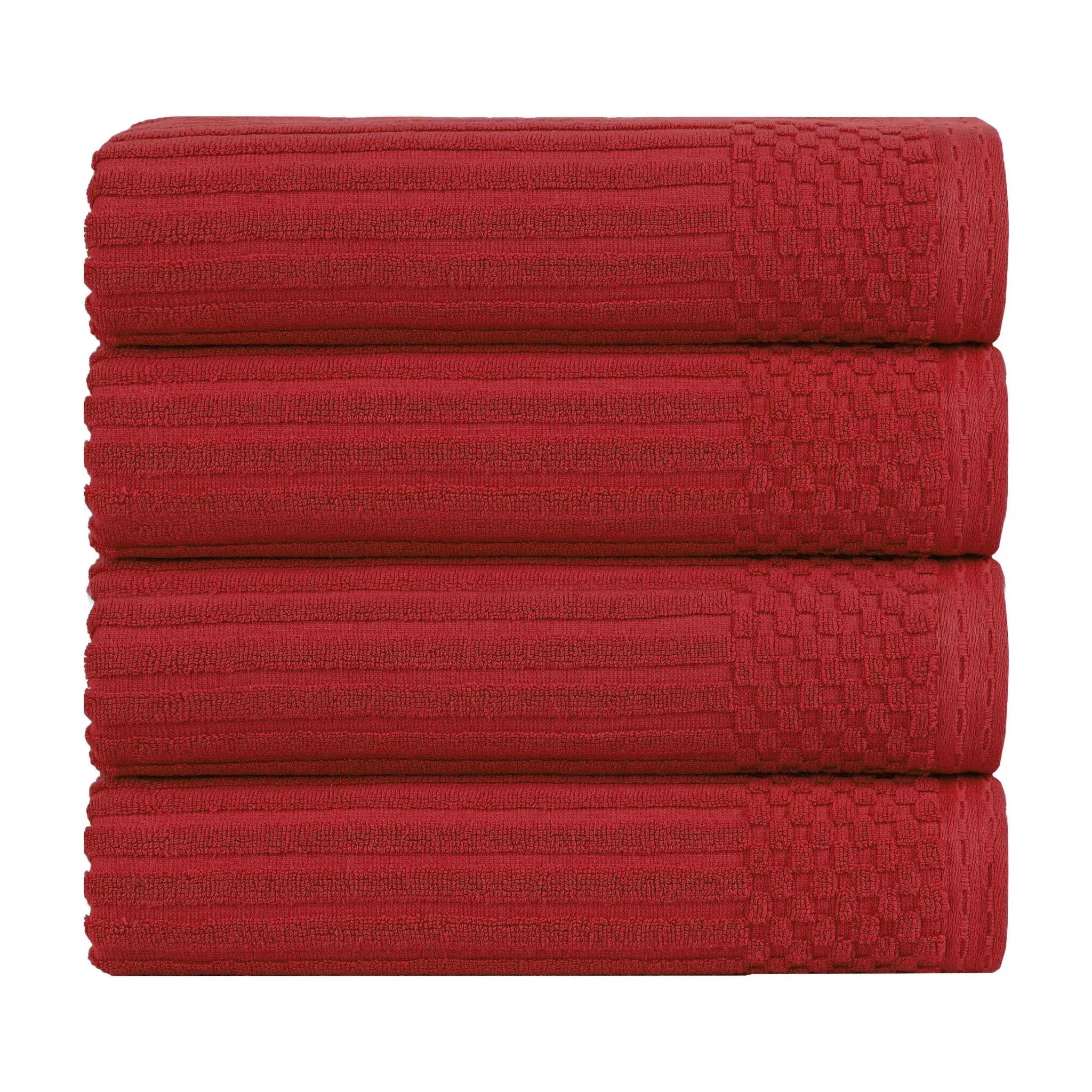 Ribbed Cotton Absorbent Bath Towel Set of 4