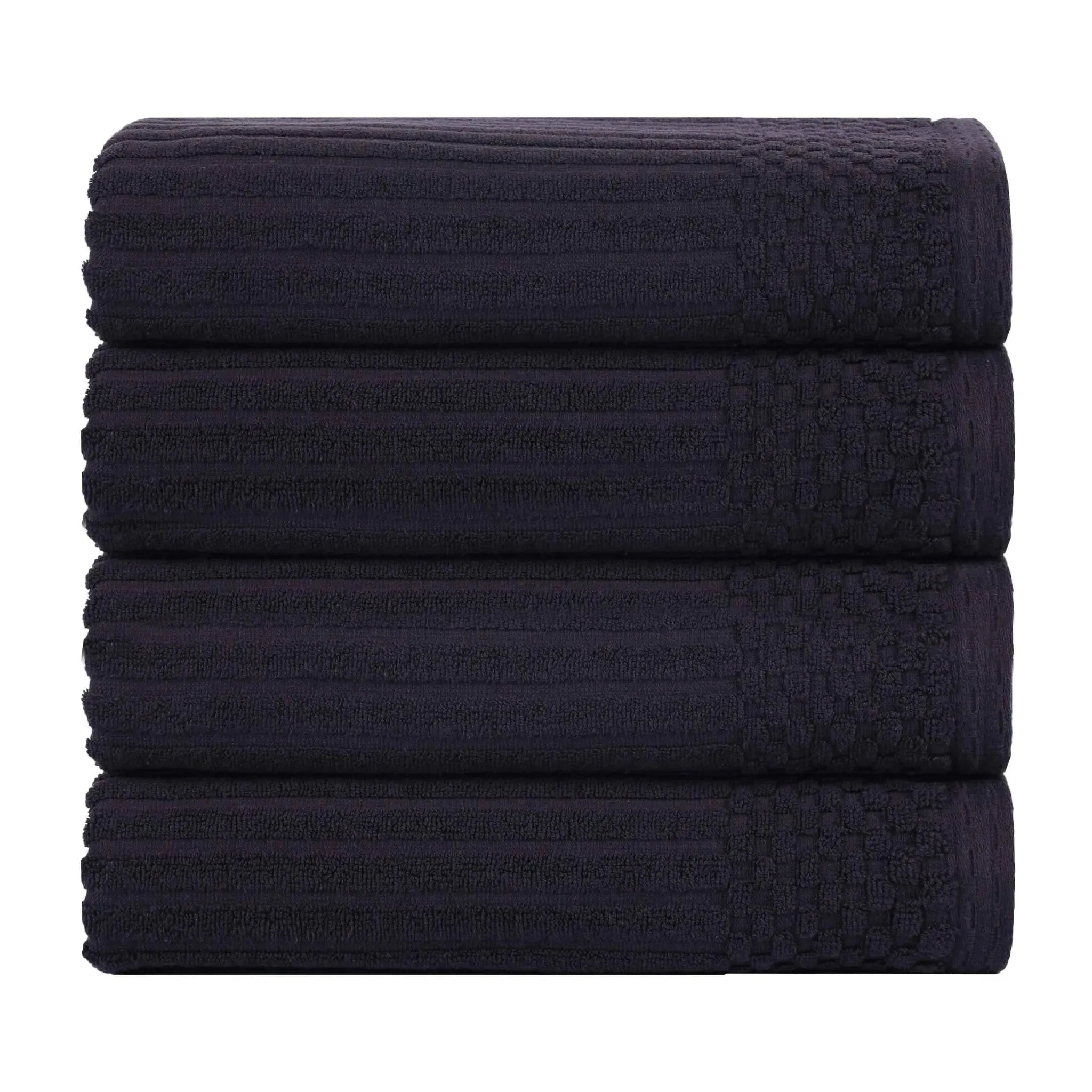 Ribbed Cotton Absorbent Bath Towel Set of 4