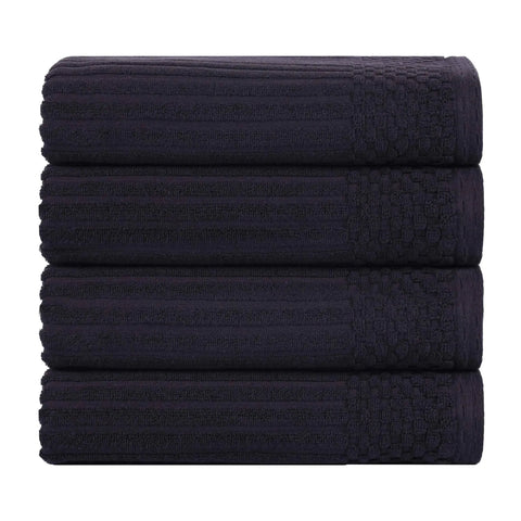 Ribbed Cotton Absorbent Bath Towel Set of 4