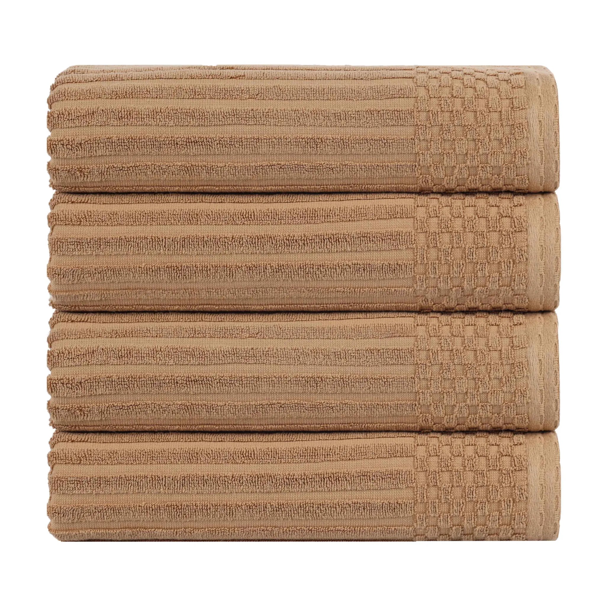 Ribbed Cotton Absorbent Bath Towel Set of 4