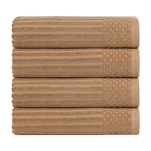 Ribbed Cotton Absorbent Bath Towel Set of 4