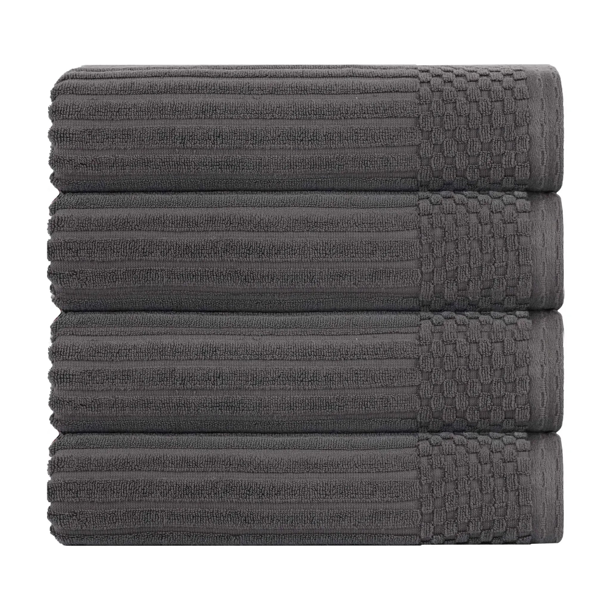 Ribbed Cotton Absorbent Bath Towel Set of 4