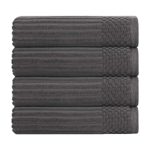 Ribbed Cotton Absorbent Bath Towel Set of 4