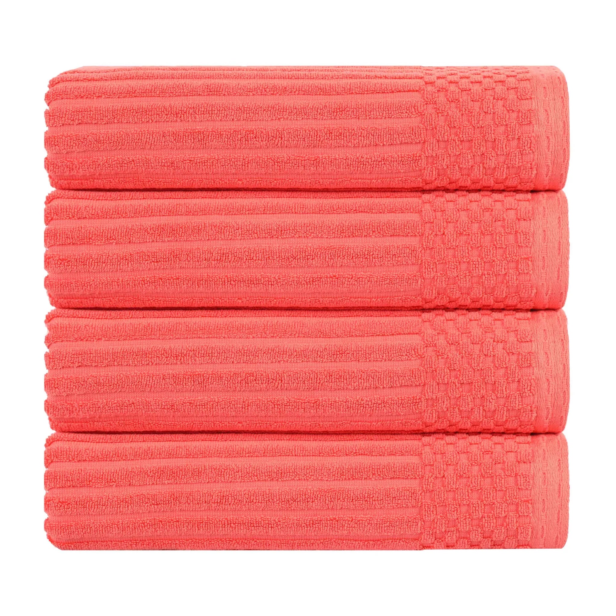 Ribbed Cotton Absorbent Bath Towel Set of 4