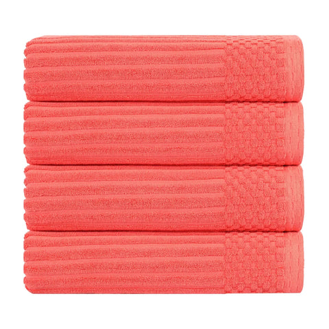 Ribbed Cotton Absorbent Bath Towel Set of 4