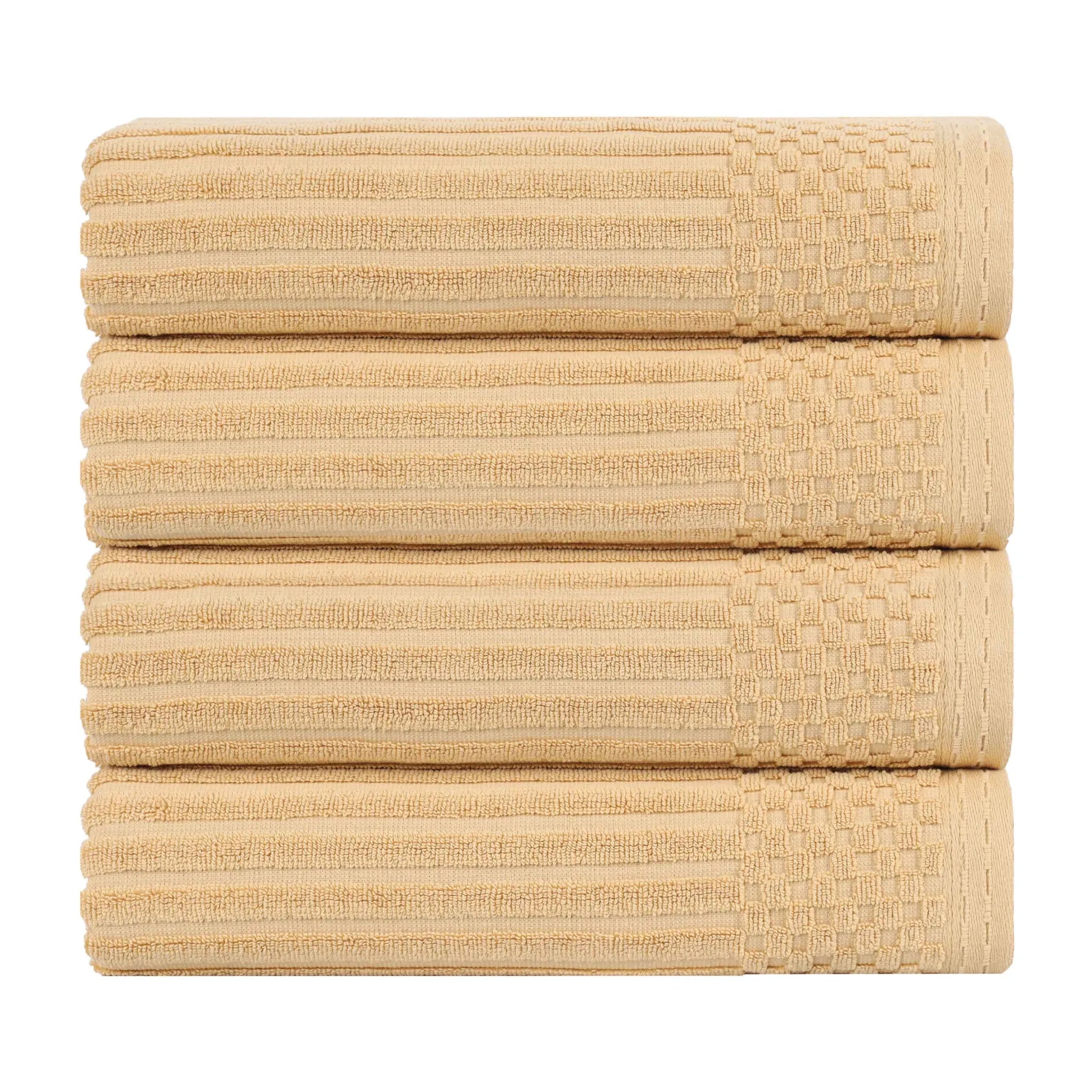 Ribbed Cotton Absorbent Bath Towel Set of 4