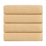 Ribbed Cotton Absorbent Bath Towel Set of 4