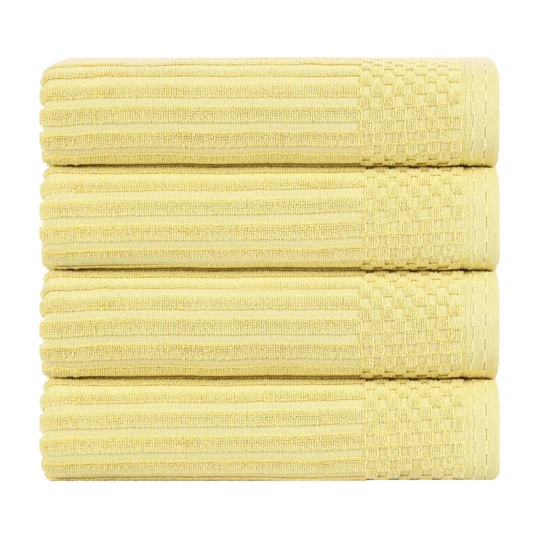 Ribbed Cotton Absorbent Bath Towel Set of 4