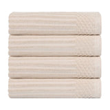Ribbed Cotton Absorbent Bath Towel Set of 4
