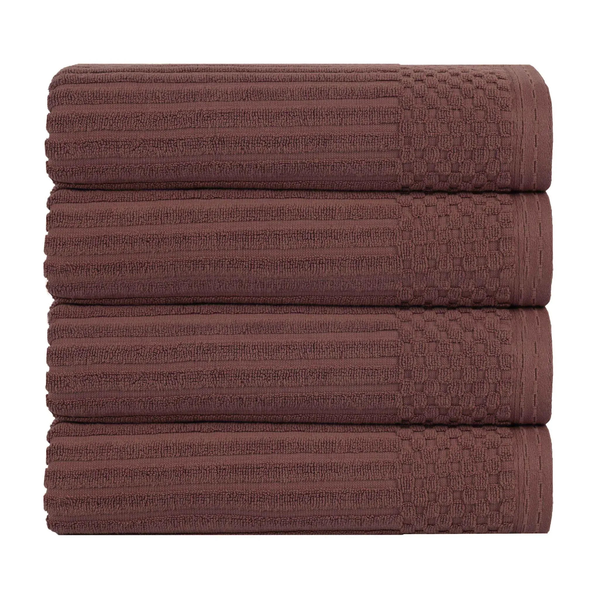 Ribbed Cotton Absorbent Bath Towel Set of 4