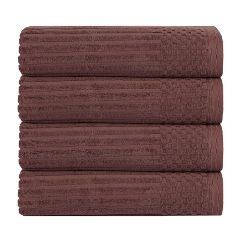 Ribbed Cotton Absorbent Bath Towel Set of 4