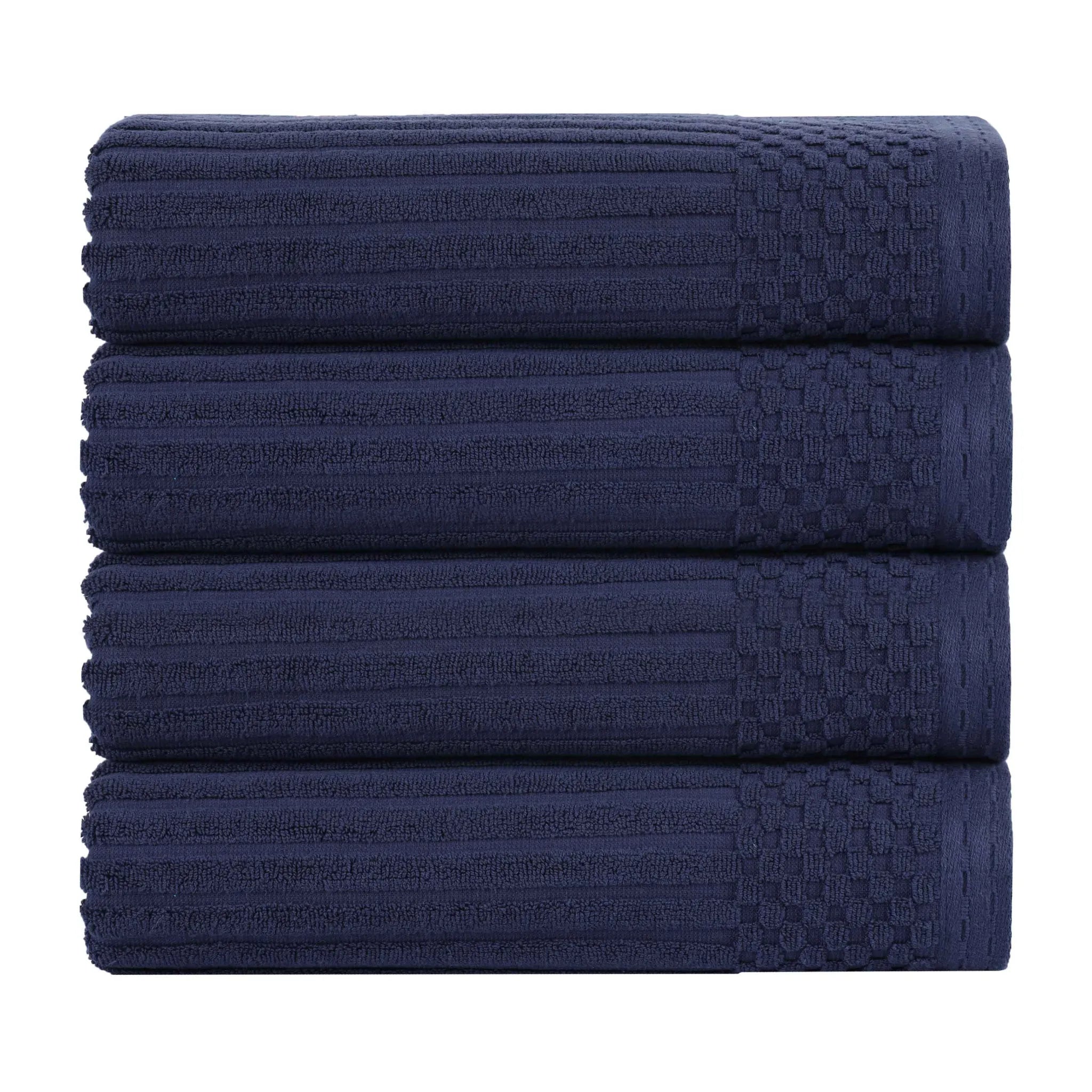 Ribbed Cotton Absorbent Bath Towel Set of 4