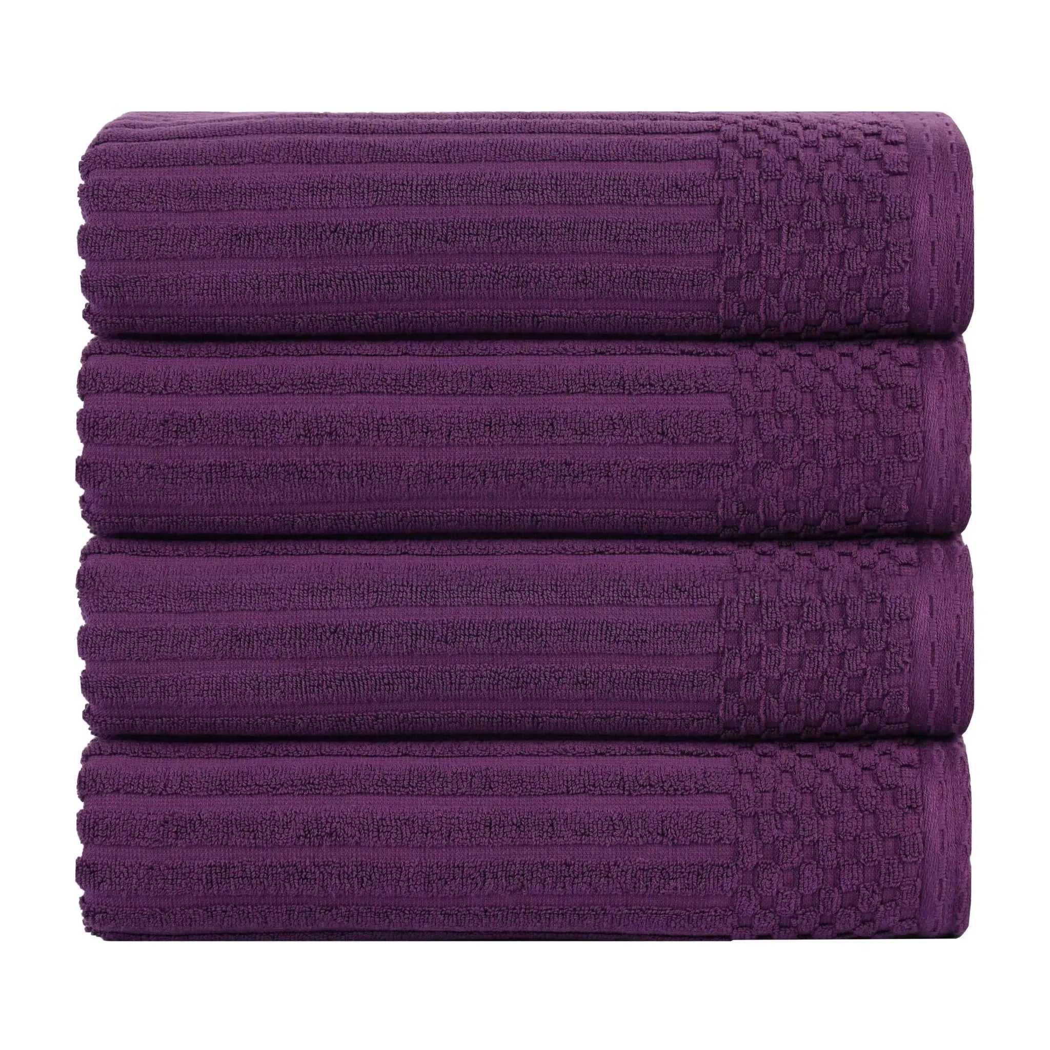 Ribbed Cotton Absorbent Bath Towel Set of 4