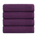 Ribbed Cotton Absorbent Bath Towel Set of 4