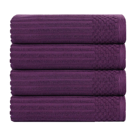 Ribbed Cotton Absorbent Bath Towel Set of 4