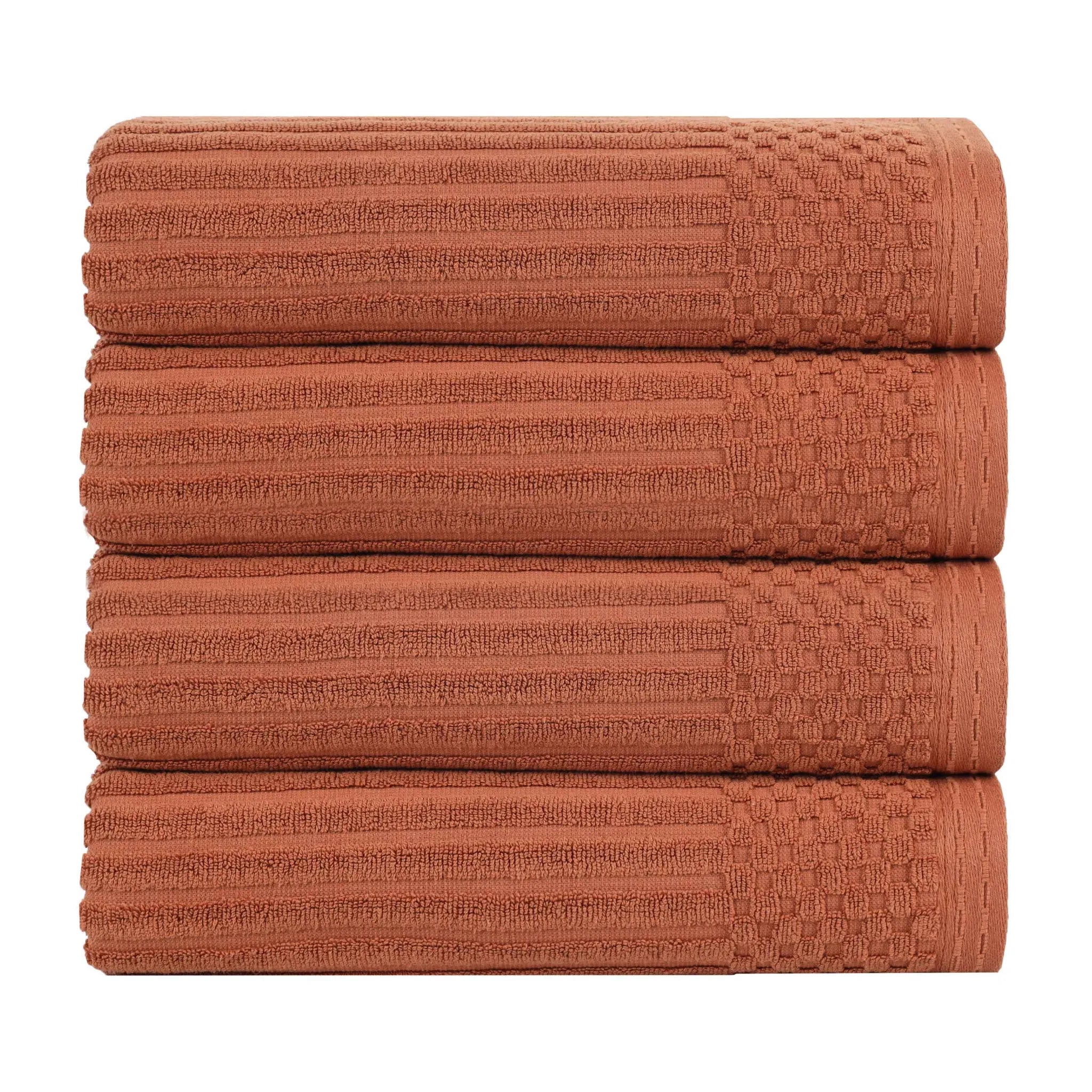 Ribbed Cotton Absorbent Bath Towel Set of 4