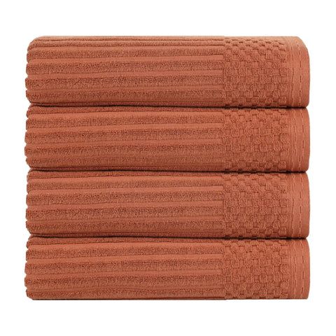 Ribbed Cotton Absorbent Bath Towel Set of 4