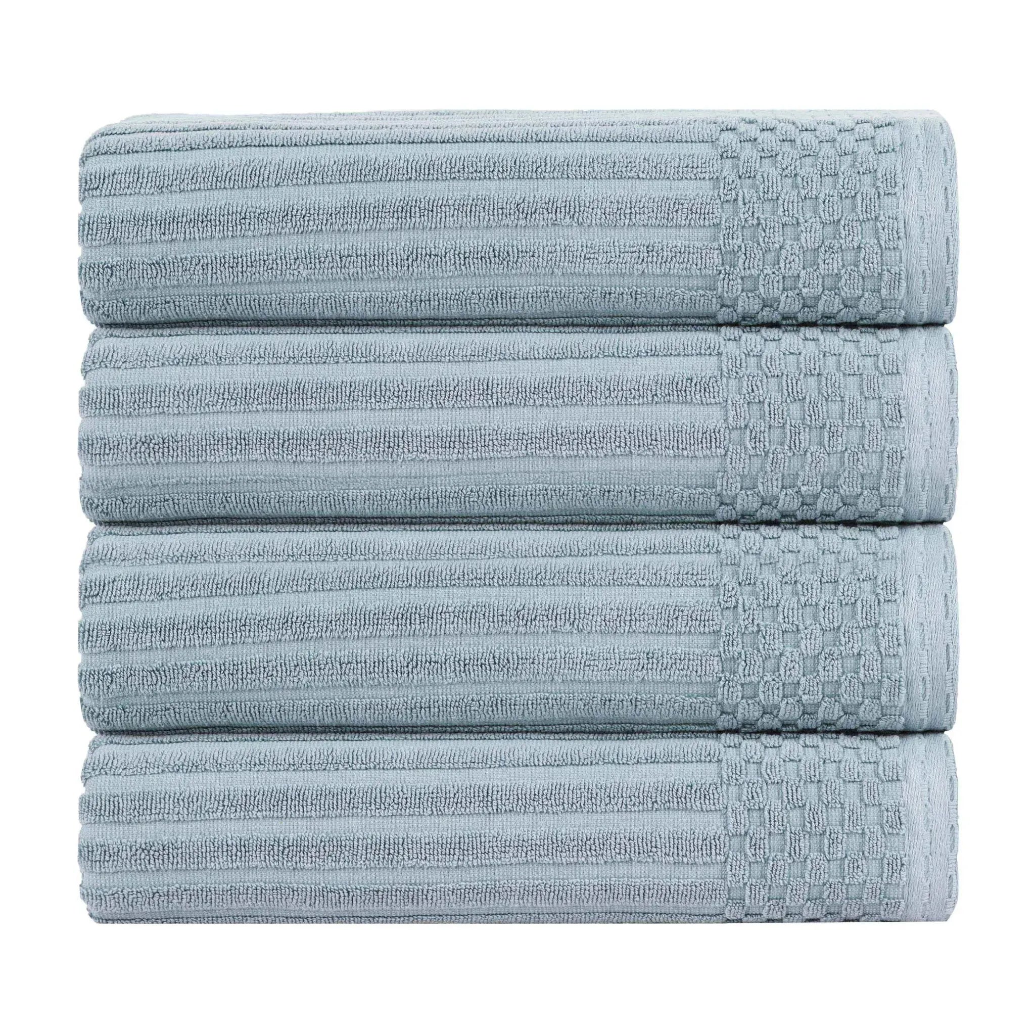 Ribbed Cotton Absorbent Bath Towel Set of 4