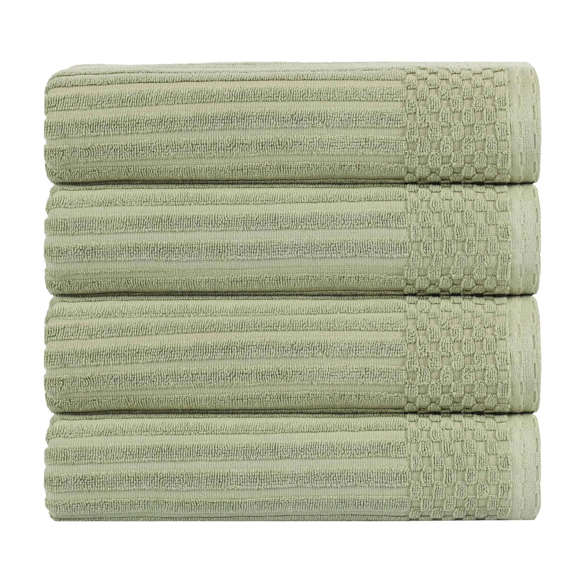 Ribbed Cotton Absorbent Bath Towel Set of 4