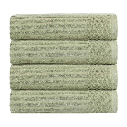 Ribbed Cotton Absorbent Bath Towel Set of 4