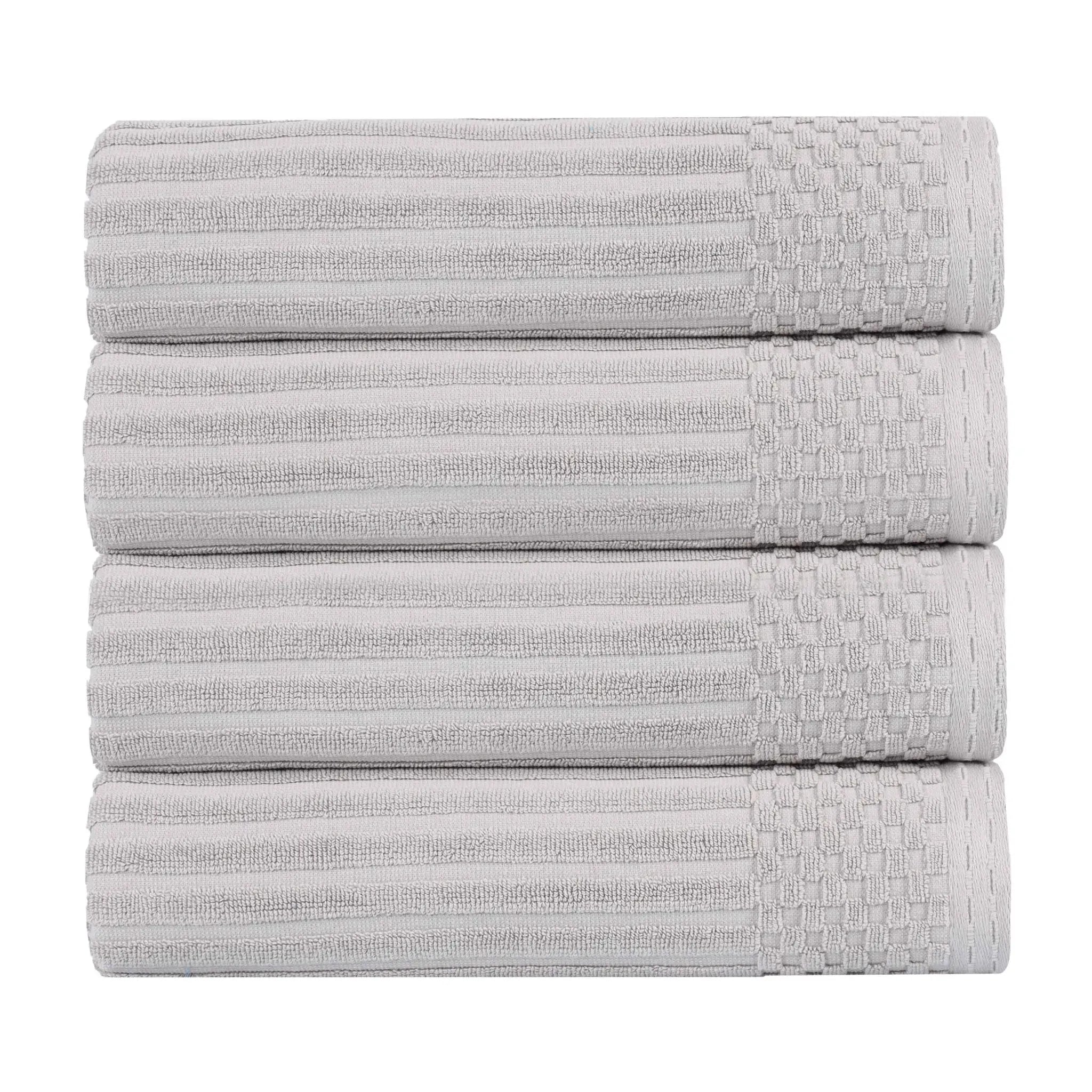 Ribbed Cotton Absorbent Bath Towel Set of 4