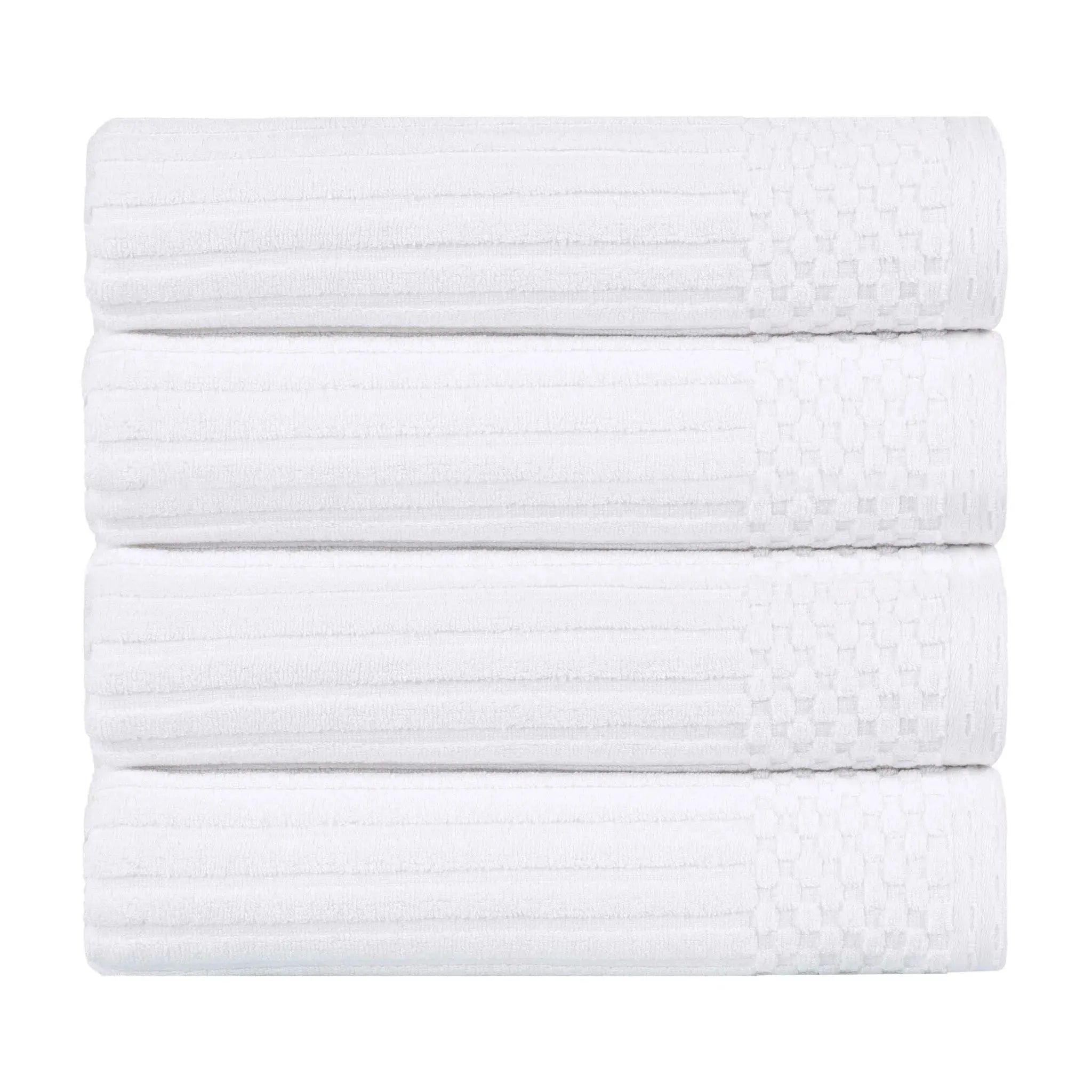 Ribbed Cotton Absorbent Bath Towel Set of 4