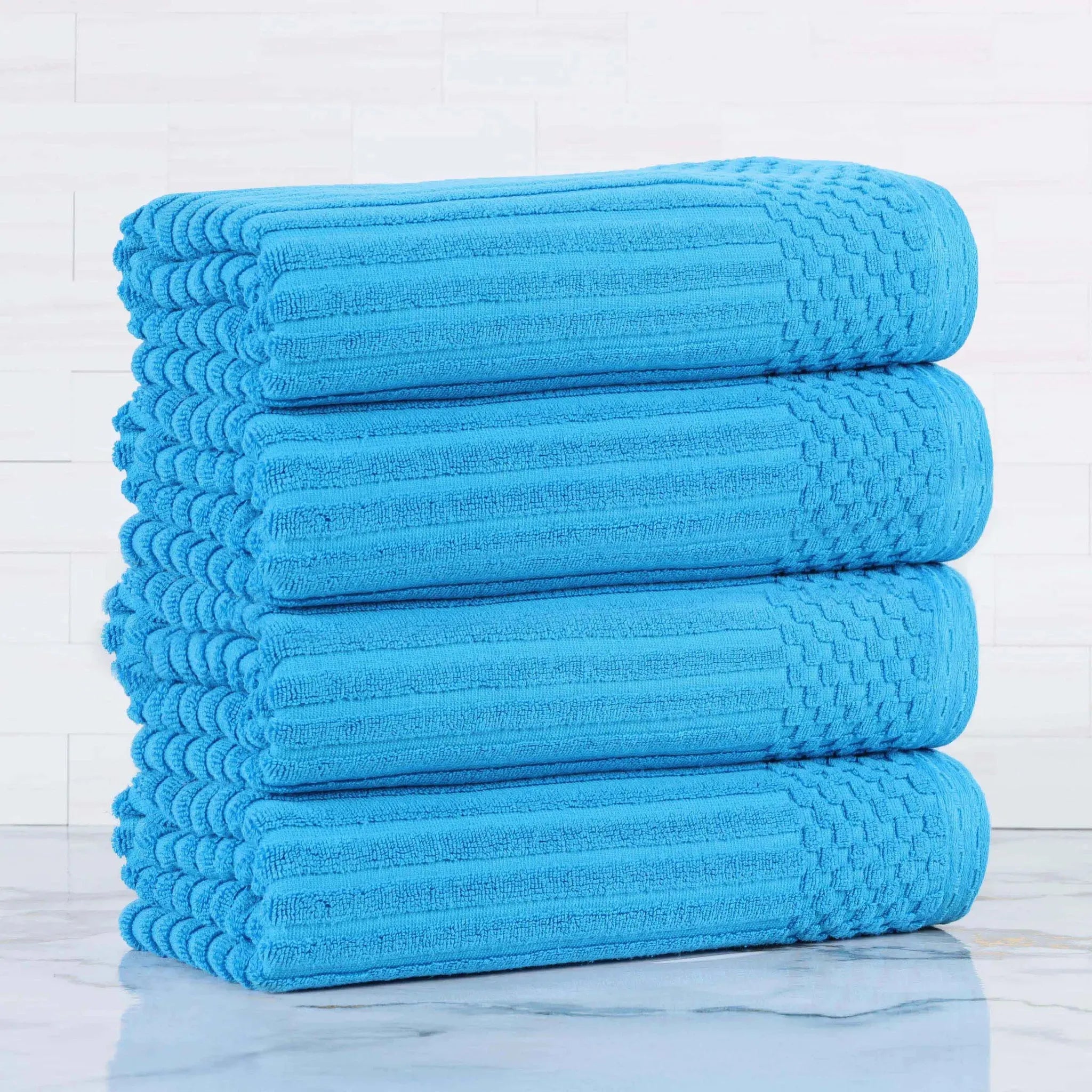 Ribbed Cotton Absorbent Bath Towel Set of 4