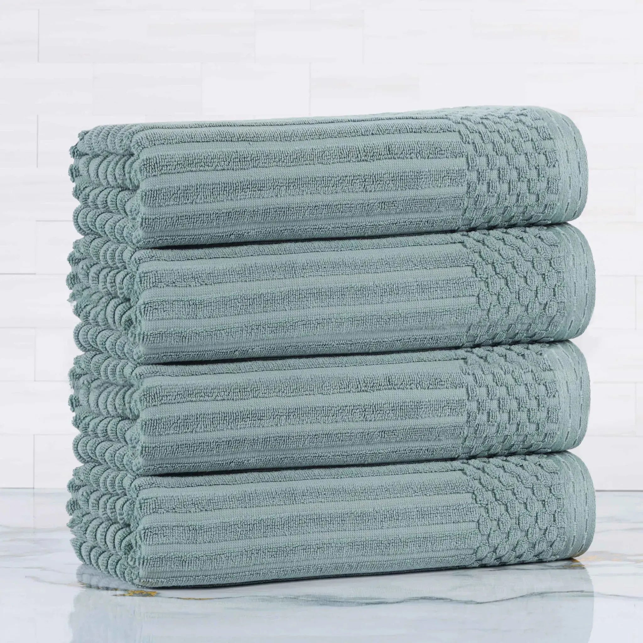 Ribbed Cotton Absorbent Bath Towel Set of 4
