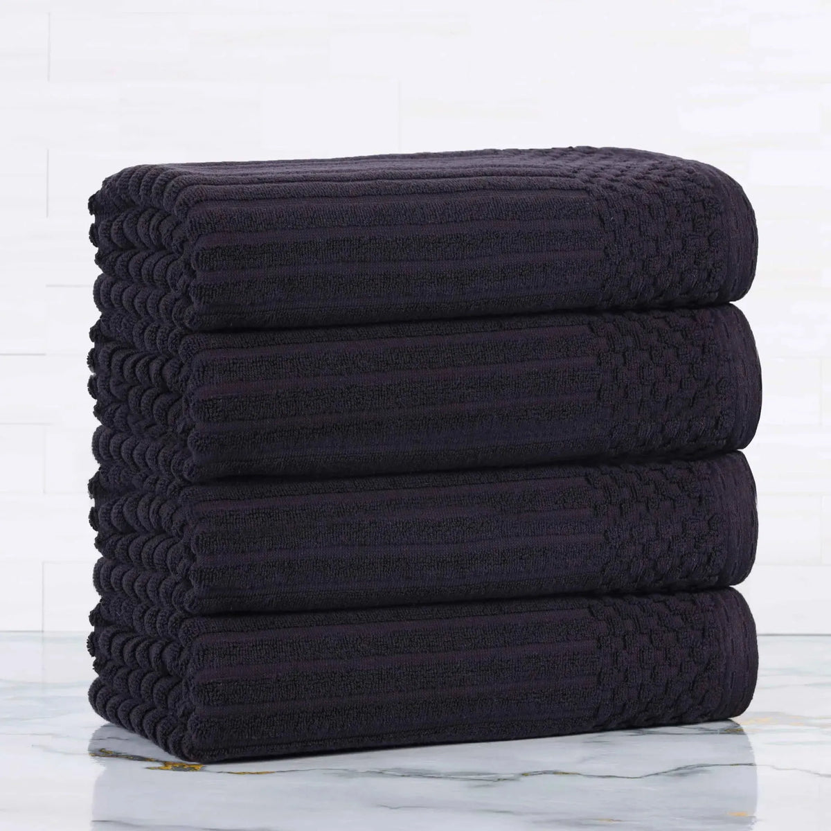 Ribbed Cotton Absorbent Bath Towel Set of 4